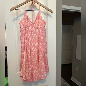 Zara Satin Floral Pink Mini Dress